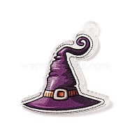 Printed Acrylic Pendant, Halloween Theme, Hat, 39x23.5x1.5mm, Hole: 2mm(FIND-H003-04L)