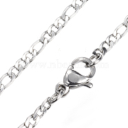 304 Stainless Steel Figaro Chain Necklaces, with Lobster Clasps, Stainless Steel Color, 17.7 inch(45cm), 2mm(STAS-K168-02P)
