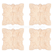 Olycraft Rubber Wood Carved Onlay Applique Craft, Unpainted Onlay Furniture Home Decoration, Flower, BurlyWood, 5x5x0.7cm(AJEW-OC0001-46)