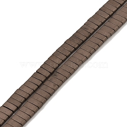 Electroplated Frosted Non-magnetic Synthetic Hematite Beads Strands, Rectangle, 2-Hole, Coffee Plated, 5x2x2mm, Hole: 0.8mm, about 193pcs/strand, 8.27 inch(21cm)(G-G089-A01-08)