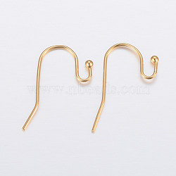 Ion Plating(IP) 304 Stainless Steel Earring Hooks, Golden, 21x12x2mm, Pin: 0.7mm(X-STAS-H448-01G)