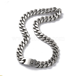 304 Stainless Steel Cuban Link Chain Necklaces, Stainless Steel Color, 24.96 inch(63.4cm)(NJEW-P288-14P)