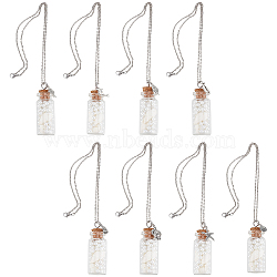 8Pcs 8 Style Glass Sea Wish Bottle with Natural Trumpet Shell Pendant Necklaces Set, Tortoise & Fish & Starfish Alloy Necklaces for Women, Antique Silver, 18.43 inch(46.8cm), 1Pc/style(NJEW-AB00005)