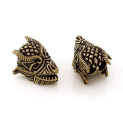 Brass European Beads, Large Hole Beads, Dragon Head, Antique Bronze, 20.5x16.5mm, Hole: 5mm(KK-G392-06AB)