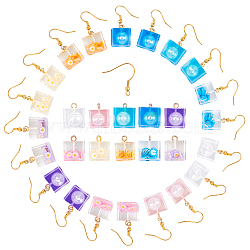 SUNNYCLUE DIY Earring Making Kits, with Transparent Epoxy Resin Pendants and Golden Plated Brass Earring Hooks, Mixed Color, 40pcs/set(DIY-SC0010-74)
