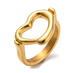 Ion Plating(IP) 304 Stainless Steel Rings for Women, Hollow Heart Ring, Golden, US Size 7(17.3mm)(RJEW-E078-07G)