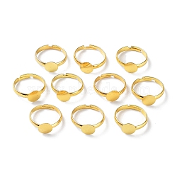 Brass Adjustable Ring Components, Flat Round Plain Pad Ring Settings, Golden, Inner Diameter: 17.4mm, Tray: 8mm(KK-XCP0001-74)