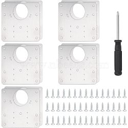 Unicraftale 10 Sets 430 Stainless Steel Mounting Plate, Hinge Accessories, with Iron Screws, and 1Pc Steel Cross Screwdriver, Stainless Steel Color, 90x90x1mm(AJEW-UN0001-33)