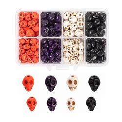 280Pcs 2 Sizes Dyed Synthetic Turquoise Beads, Skull, Mixed Color, 8~10x6~8x7~10mm, hole: 1mm(G-LS0002-19)