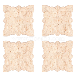Olycraft Rubber Wood Carved Onlay Applique Craft, Unpainted Onlay Furniture Home Decoration, Flower, BurlyWood, 5x5x0.7cm(AJEW-OC0001-46)
