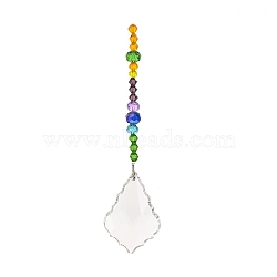 Glass & Iron Sun Catcher Pendant, Rainbow Maker, DIY Garden & Home Decoration, Teardrop, 195mm(HJEW-K047-02P-05)