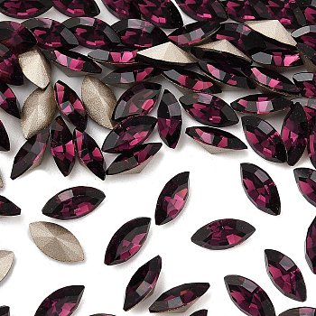 Preciosa&reg MAXIMA Crystal Fancy Stones, Czech Crystal, 435 14 615 Navette(Horse Eye), Dura Foiling, 20050 Amethyst, 8x4mm