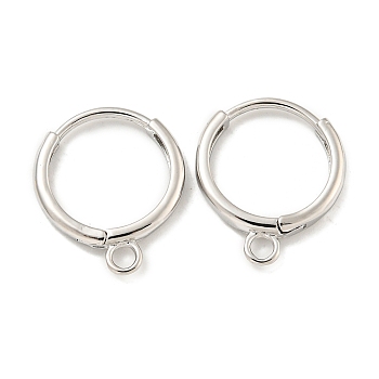 Brass Hoop Earring Findings, Round, Real Platinum Plated, 16.5x13.5x2mm, Hole: 2mm