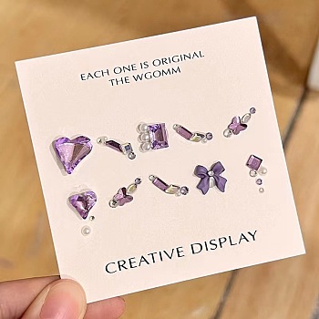Nail Art Decoration Accessories Kits, including  Glass Rhinestone Cabochons, Iron Findings, Acryic Cabochons, Medium Purple, 2~14.5x2~12x3.5~5mm, Box: 44x16mm