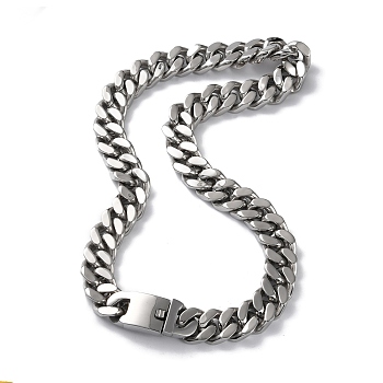 304 Stainless Steel Cuban Link Chain Necklaces, Stainless Steel Color, 24.96 inch(63.4cm)