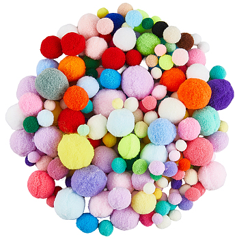 Polyester Ball Decoration, Pom Pom Ball, For DIY Craft, Mixed Color, 0.8~3cm, about 100pcs/set, 4 sets