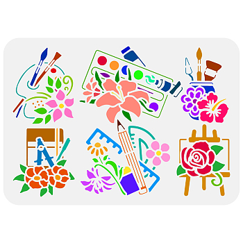 Plastic Hollow Out Drawing Painting Stencils Templates, for Painting on Scrapbook Fabric Tiles Floor Furniture Wood, Flower, 29.7x21cm