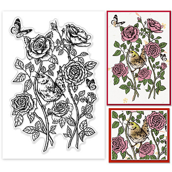 Custom PVC Plastic Clear Stamps, for DIY Scrapbooking, Photo Album Decorative, Cards Making, Flower, 160x110x3mm