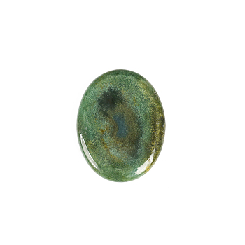 Natural Moss Agate Worry Stones, Massage Tools, Oval, 45x35mm