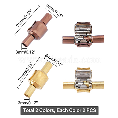 dicosmétique 4pcs 2 couleurs placage ionique (ip) 304 fermoirs européens en acier inoxydable avec extrémités de cordon(STAS-DC0004-33)-3