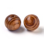 Round Natural Wood Beads, Dyed, Lead Free, BurlyWood, 20x18mm, Hole: 5mm(WOOD-Q009-20mm-LF)