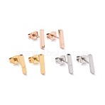 Cuboid 304 Stainless Steel Stud Crawler Earrings, Hypoallergenic Earrings, Climber Earrings, Mixed Color, 10x2x1.8mm, Pin: 0.8mm(EJEW-O052-45)