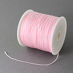 Braided Nylon Thread, Chinese Knotting Cord for Beading Jewelry Making Macrame Craft, Pink, 0.5mm, about 150yards/roll(NWIR-R006-0.5mm-093)