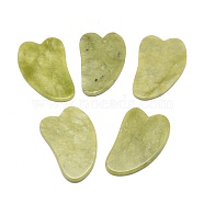 Natural Lemon Jade Gua Sha Boards, Scraping Massage Tools, Gua Sha Facial Tools, Heart, 68~70x43~44x3.5~4mm(G-H268-C01-B)