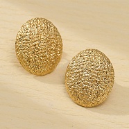 304 Stainless Steel Stud Earrings, Frosted Arc, Golden, Oval, 23.2x20mm(EJEW-S226-06G-01)