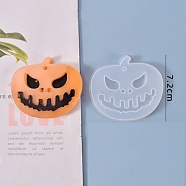 Halloween DIY Jack-O-Lantern Pendant Silicone Molds, Resin Casting Molds, For UV Resin, Epoxy Resin Jewelry Making, White, 73x83x11mm, Hole: 3.5mm, Inner Size: 65x78mm(DIY-P006-53)