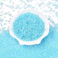 8/0 Inside Colours Transparent Glass Seed Beads, Teardrop, Top Drilled, Light Sky Blue, 3~3.5x3x2~2.5mm, Hole: 0.8~0.9mm, about 15000pcs/pound(SEED-T007-06E)