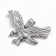 201 Stainless Steel Pendants, Eagle, Stainless Steel Color, 23x35.5x3.5mm, Hole: 4.5x6.5mm(STAS-O113-15P)