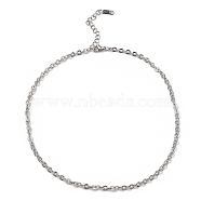 304 Stainless Steel Boston Link Chain Necklace, Stainless Steel Color, 16~16-1/8 inch(40.8~41cm)(BJEW-B072-05P)