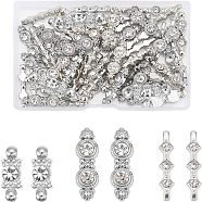 60Pcs 3 Style Alloy Rhinestone Bar Spacers, Platinum, 20pcs/style(ALRI-FH0001-05)