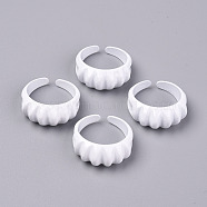 Spray Painted Alloy Cuff Rings, Open Rings, Cadmium Free & Lead Free, White, US Size 7 1/4(17.5mm)(RJEW-T011-33H-RS)