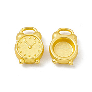 Rack Plating Alloy Charms, Cadmium Free & Lead Free & Nickle Free, Alarm Clock, Matte Gold Color, 13x9.5x3mm, Hole: 2x4mm(FIND-G045-56MG)
