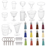 Olycraft DIY Keychain Making, with Transparent Plastic Mini Cups, Iron Key Clasp Findings and Faux Suede Tassel Pendant Decorations, Mixed Color(DIY-OC0001-84)