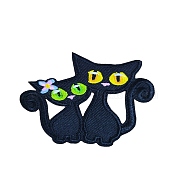 Cat Computerized Embroidery Cloth Iron on/Sew on Patches, Costume Accessories, Appliques, Black, 61x71mm(WG66101-05)