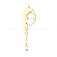 Ion Plating(IP) 304 Stainless Steel Big Pendants, with Jump Ring, Girl, Real 14K Gold Plated, 53x17x1mm, Hole: 3mm(STAS-G295-26G)