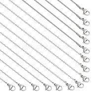 Nbeads 30Pcs 3 Style 304 Stainless Steel Box & Cable Chain Necklaces Set, for Beadable Necklace Making, Stainless Steel Color, 17.72 inch(450mm), 10pcs/style(MAK-NB0001-26)