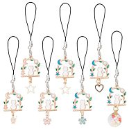 14Pcs 7 Style Alloy Enamel Arch with Cat Phone Charm Mobile Straps, Nylon Cord Mobile Accessories Decoration, Mixed Color, 10.6~11.2cm, 2pcs/style(HJEW-DR0001-02)