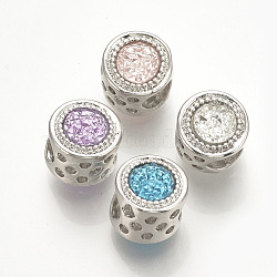 Resin European Beads, with Alloy Findings, Large Hole Beads, Column, Platinum, Mixed Color, 11.5x10mm, Hole: 5mm(MPDL-Q208-069-P)