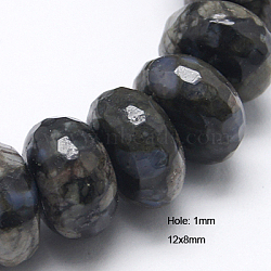 Natural Grey Opal Beads Strands, Faceted, Rondelle, 12x8mm, Hole: 1mm, about 54pcs/strand, 15.5 inch(G-G255-12x8mm-02)