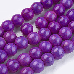 Synthetic Turquoise Beads Strands, Dyed, Round, Purple, 8mm, Hole: 1mm, about 50pcs/strand, 15.35 inch(X-TURQ-G106-8mm-02O)