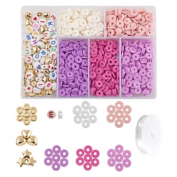 DIY Jewelry Making Kits, Including CCB Plastic & Acrylic & Handmade Polymer Clay Beads, Elastic Crystal Thread, Mixed Color, Beads: 1120pcs/set(DIY-FS0001-93C)