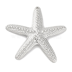 Anti-Tarnish 304 Stainless Steel Big Pendants, Starfish Charm, Stainless Steel Color, 57x59x4.5mm, Hole: 1.5mm(STAS-D194-15S)