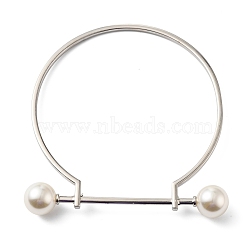 Alloy Handles, with ABS Plastic Pearl Bead, Bag replacement Accessories, Platinum, 10.3x9.8x0.3cm(FIND-WH0049-37B)