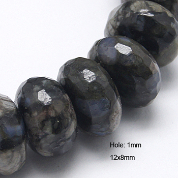 Natural Grey Opal Beads Strands, Faceted, Rondelle, 12x8mm, Hole: 1mm, about 54pcs/strand, 15.5 inch