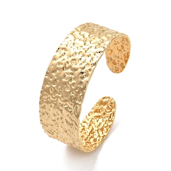 304 Stainless Steel Textured Flat Cuff Bangles, Golden, Inner Diameter: 2-1/4 inch(5.6cm)