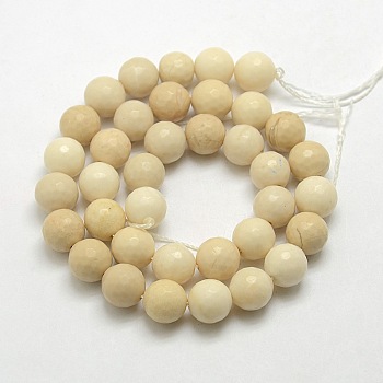 Natural Gemstone Petrified Wood Round Beads Strands, Dyed, Faceted, 4mm, Hole: 0.8mm, about 95pcs/strand, 15.5 inch